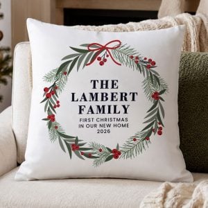 Personalised Christmas Wreath Cushion