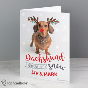 Personalised Dachshund Through the Snow Christmas Card