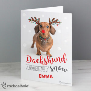 Personalised Dachshund Through the Snow Christmas Card