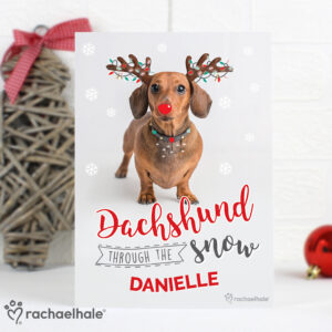 Personalised Dachshund Through the Snow Christmas Card