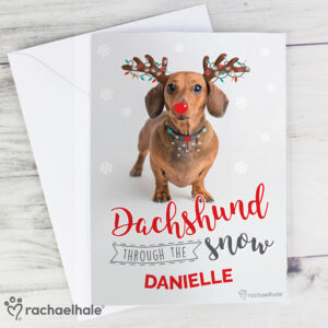 Personalised Dachshund Through the Snow Christmas Card