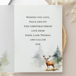 Personalised Watercolour Stag Christmas Card