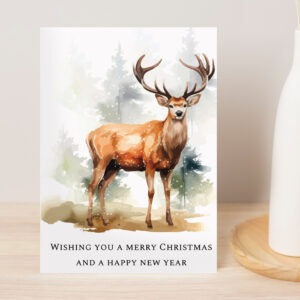 Personalised Watercolour Stag Christmas Card