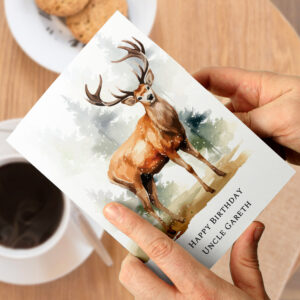 Personalised Watercolour Stag Christmas Card