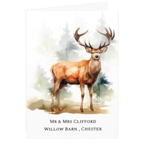 Personalised Watercolour Stag Christmas Card