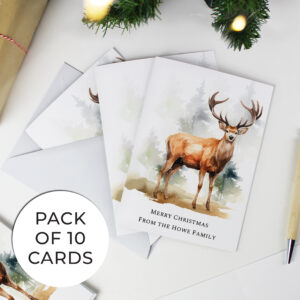 Personalised Stag Pack of 10 Christmas Cards
