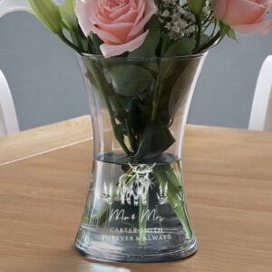 Personalised Highland Cow Glass Flower Vase