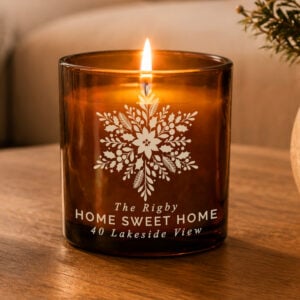 Personalised Snowflake Amber Glass Christmas Candle