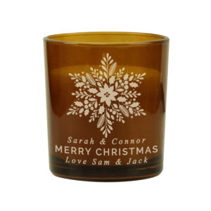 Personalised Snowflake Amber Glass Christmas Candle