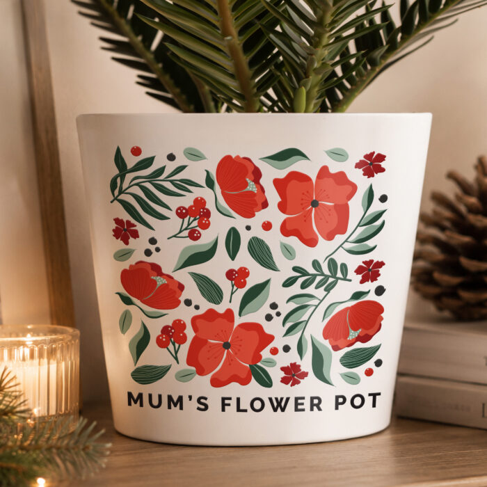 Personalised Large Poinsettia Christmas Plant Pot