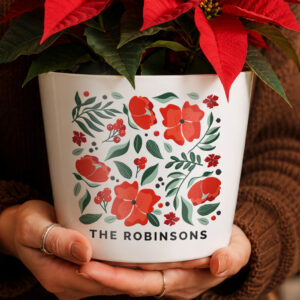 Personalised Large Poinsettia Christmas Plant Pot