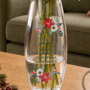 Personalised Poinsettia Christmas Glass Bullet Vase