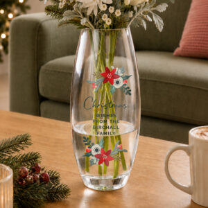 Personalised Poinsettia Christmas Glass Bullet Vase