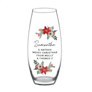 Personalised Poinsettia Christmas Glass Bullet Vase
