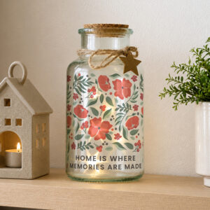 Personalised Poinsettia LED Glass Christmas Jar