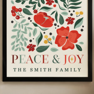 Personalised Poinsettia Peace and Joy Framed Print