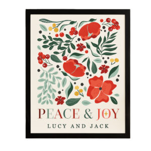 Personalised Poinsettia Peace and Joy Framed Print