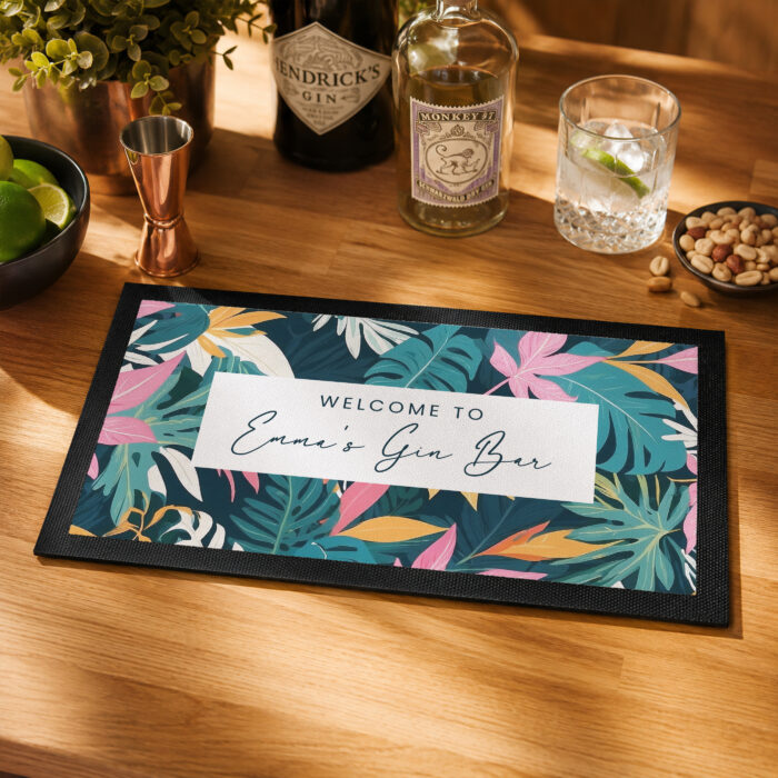 Personalised Tropical Cocktail Bar Mat