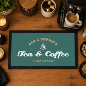 Personalised Green Coffee Drinks Station Mat