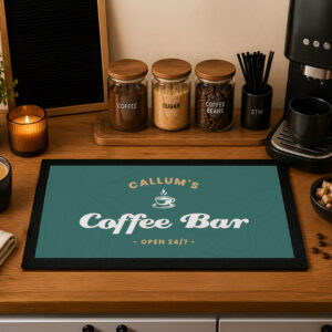 Personalised Green Coffee Drinks Station Mat