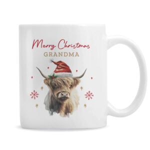 Personalised Highland Cow Christmas Mug