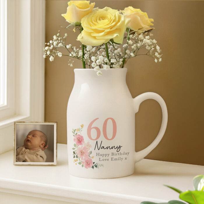 Personalised Floral Milestone Birthday Jug Vase