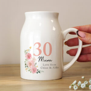 Personalised Floral Milestone Birthday Jug Vase
