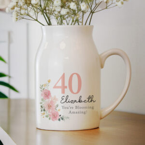 Personalised Floral Milestone Birthday Jug Vase