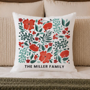 Personalised Poinsettia Christmas Cushion