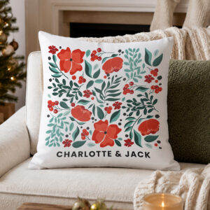Personalised Poinsettia Christmas Cushion