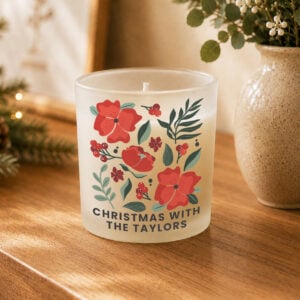 Personalised Poinsettia Scented Christmas Candle Jar