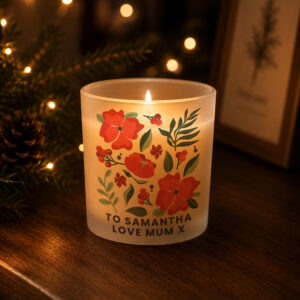 Personalised Poinsettia Scented Christmas Candle Jar