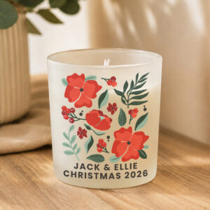 Personalised Poinsettia Scented Christmas Candle Jar