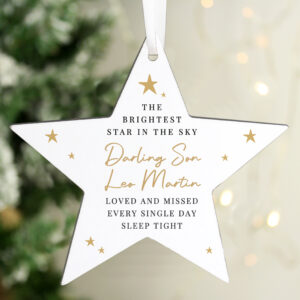 Personalised Christmas Memorial Wooden Star Ornament
