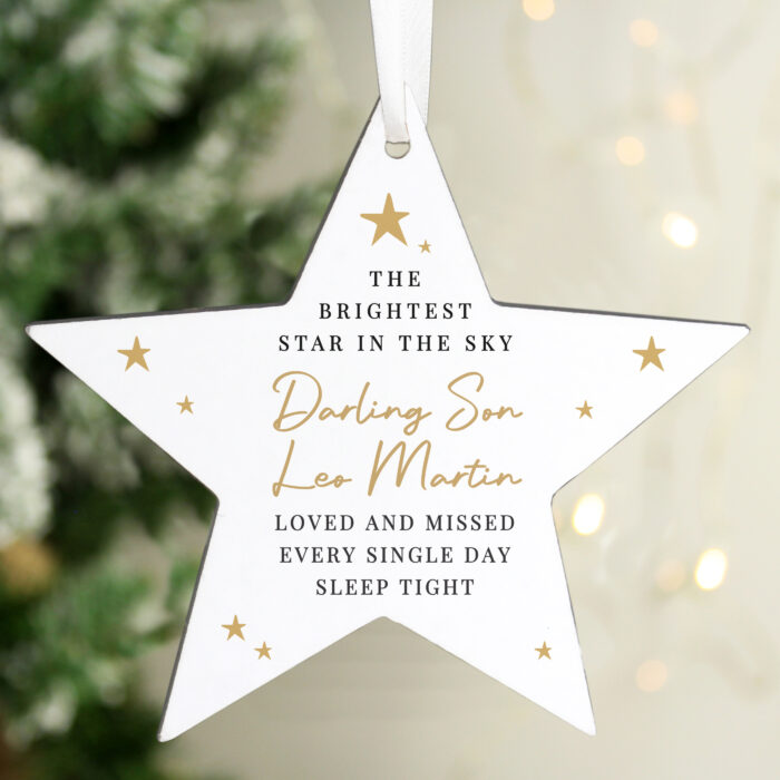 Personalised Christmas Memorial Wooden Star Ornament