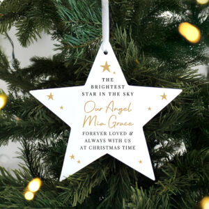 Personalised Christmas Memorial Wooden Star Ornament