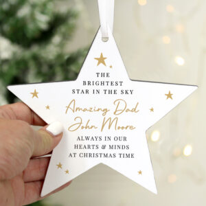 Personalised Christmas Memorial Wooden Star Ornament
