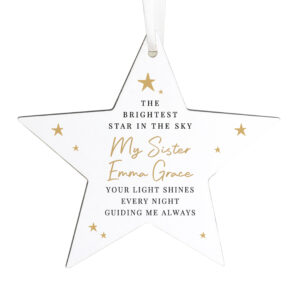 Personalised Christmas Memorial Wooden Star Ornament