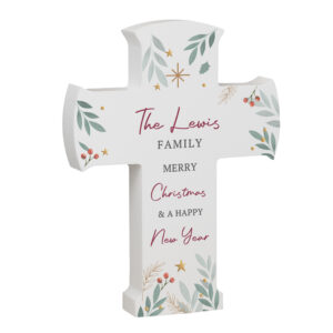 Personalised Christmas Wooden Cross Ornament