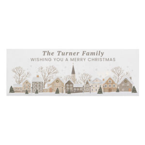 Personalised Christmas House Scene Wooden Mantle Block Decoration
