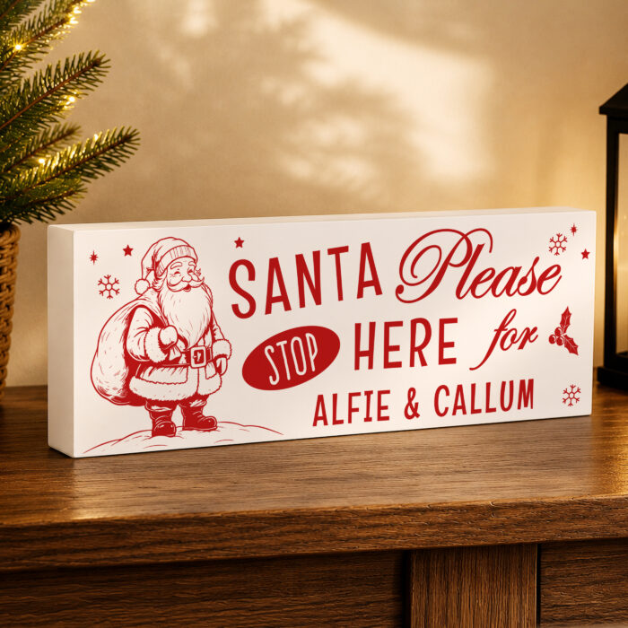 Santa stop here wooden sign