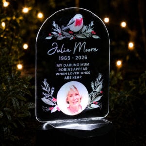 Personalised Robin Photo Memorial Solar LED Light