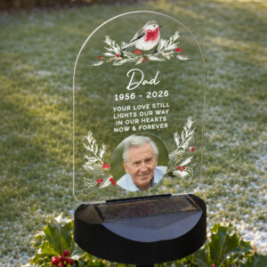 Personalised Robin Photo Memorial Solar LED Light
