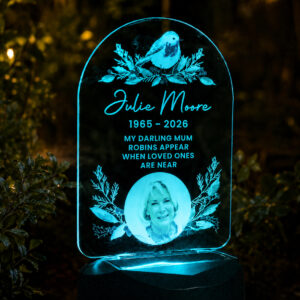 Personalised Robin Photo Memorial Solar LED Light