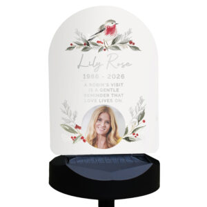 Personalised Robin Photo Memorial Solar LED Light