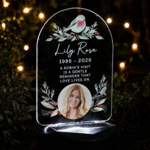 Personalised Robin Photo Memorial Solar LED Light