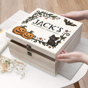 Large Wooden Personalised Halloween Treat Box