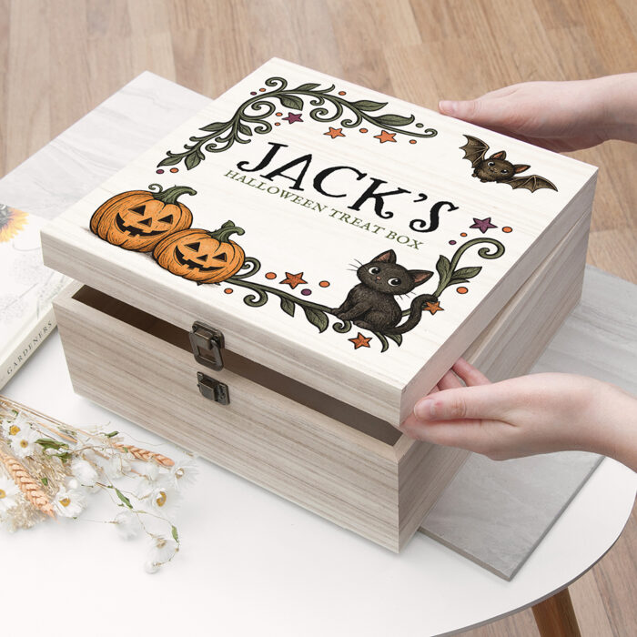 Large Wooden Personalised Halloween Treat Box