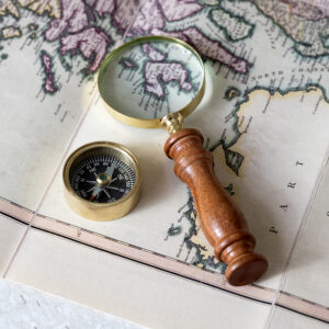 Personalised Classic Brass Explorer Gift Set In Wooden Box