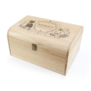 Large Wooden Personalised Halloween Treats Keepsake Chest